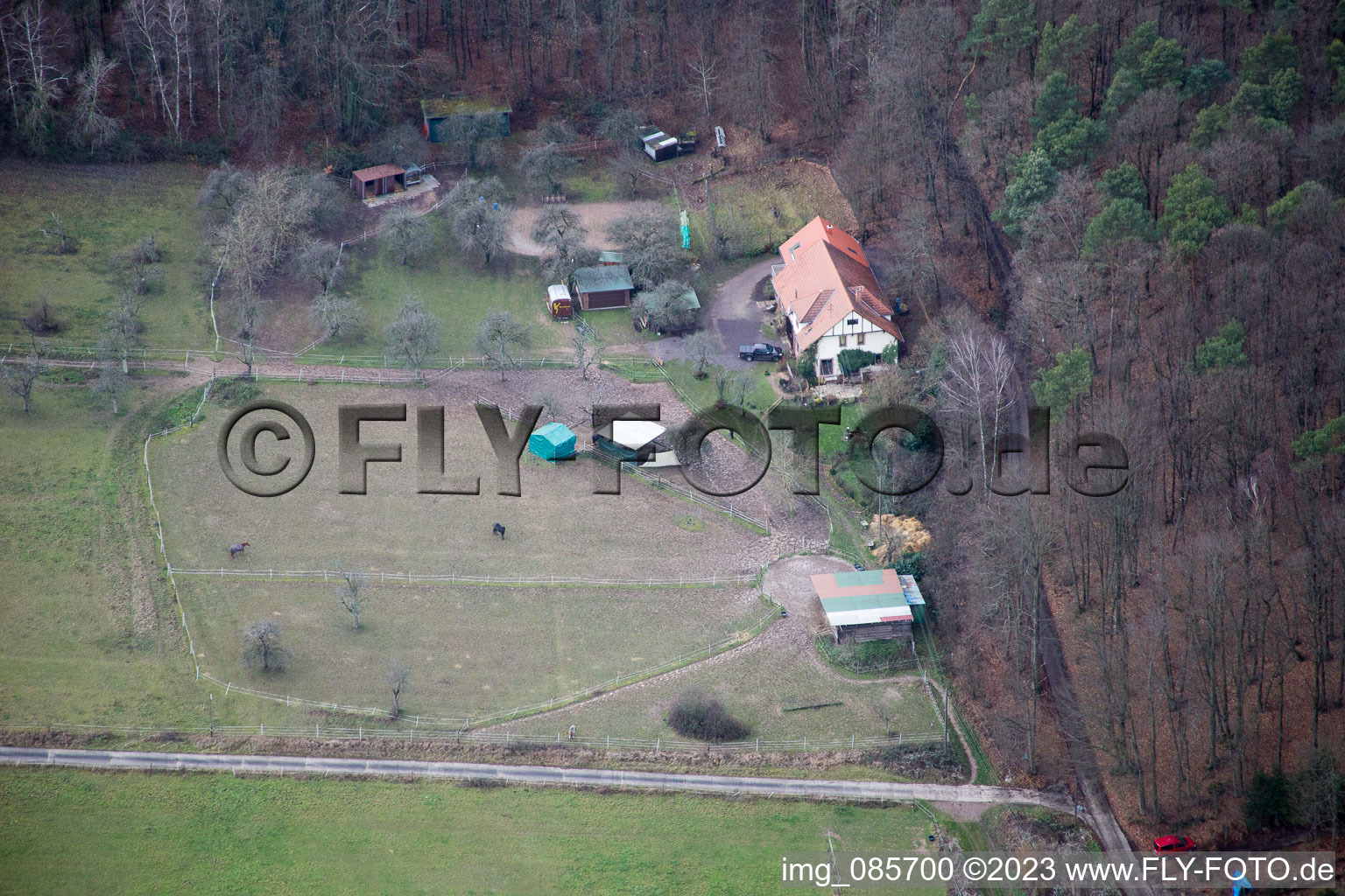 Aerial photograpy of FeWo Saigenranch in Pleisweiler-Oberhofen in the state Rhineland-Palatinate, Germany