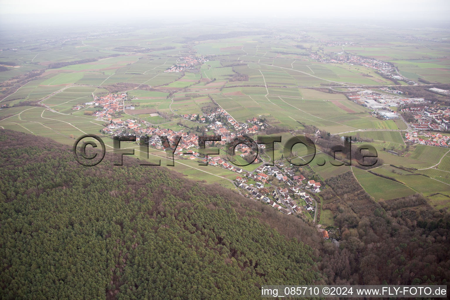 Aerial photograpy of District Pleisweiler in Pleisweiler-Oberhofen in the state Rhineland-Palatinate, Germany