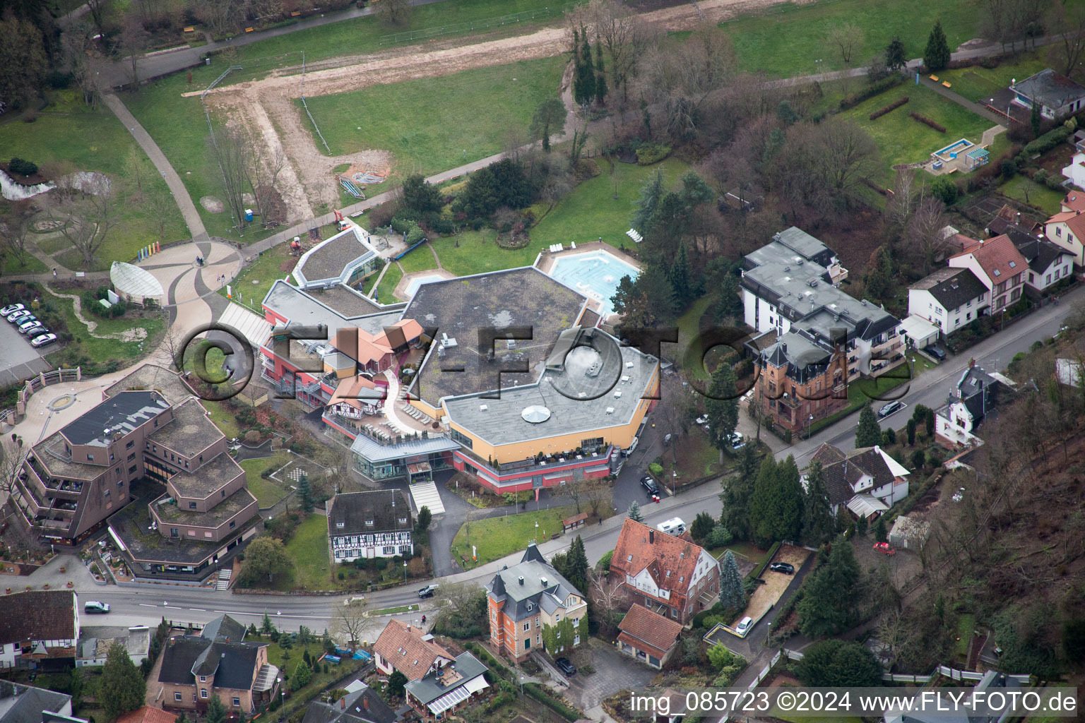 Bird's eye view of Bad Bergzabern in the state Rhineland-Palatinate, Germany