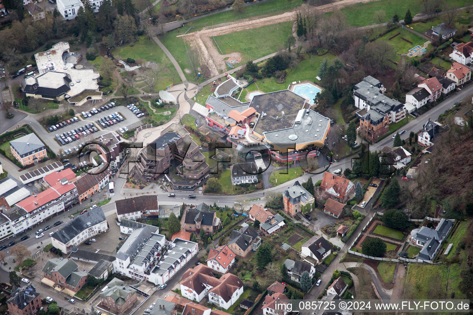 Drone recording of Bad Bergzabern in the state Rhineland-Palatinate, Germany