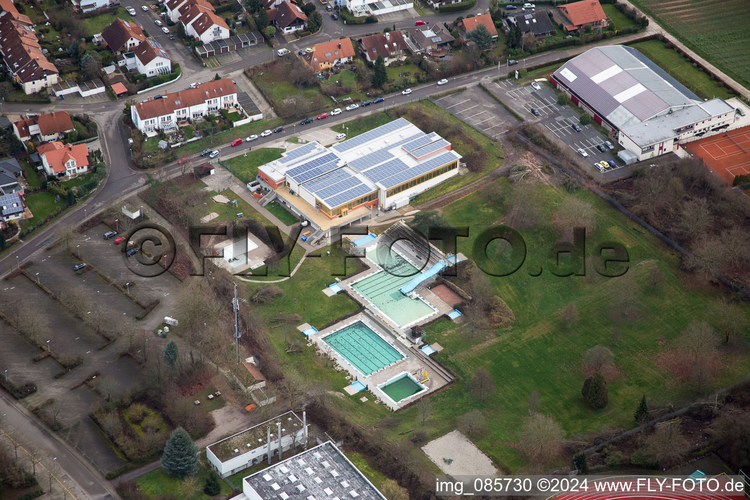 Aerial view of Bad Bergzabern in the state Rhineland-Palatinate, Germany