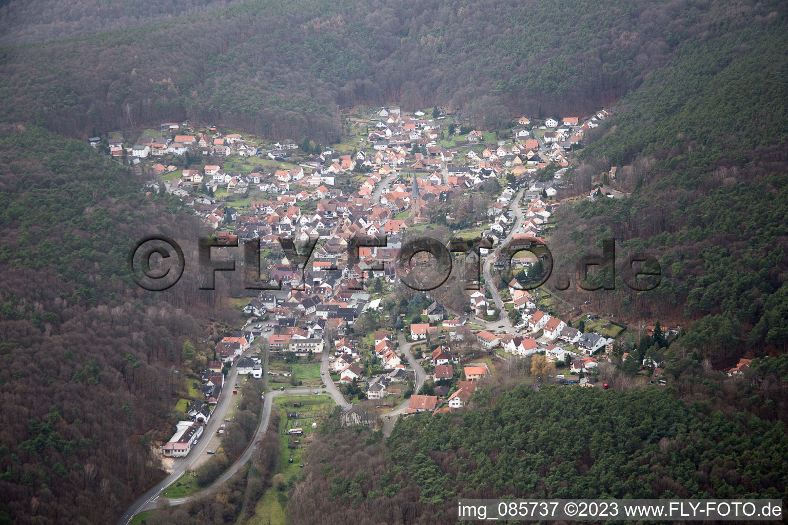 Dörrenbach in the state Rhineland-Palatinate, Germany seen from a drone