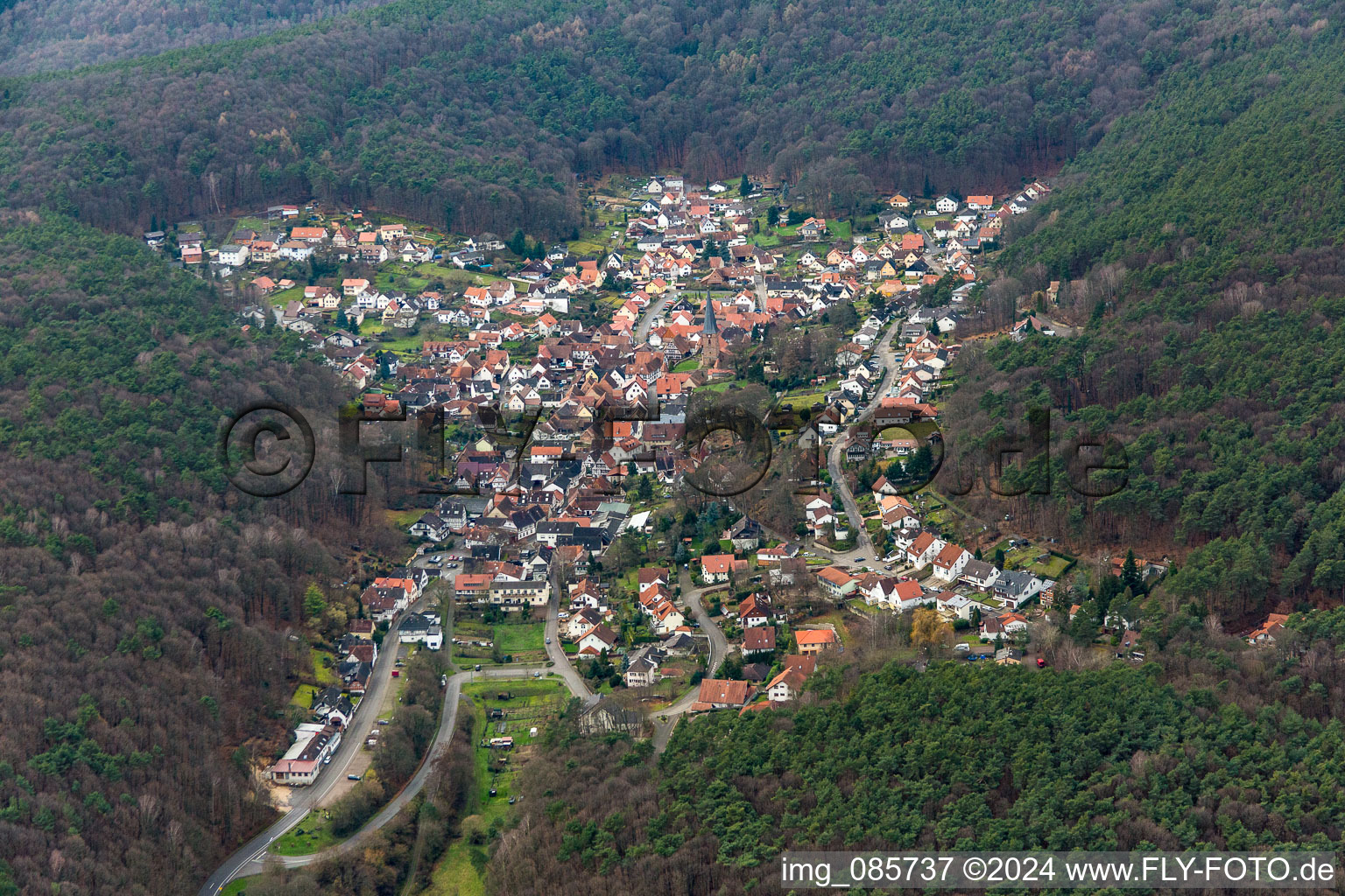 Dörrenbach in the state Rhineland-Palatinate, Germany seen from a drone