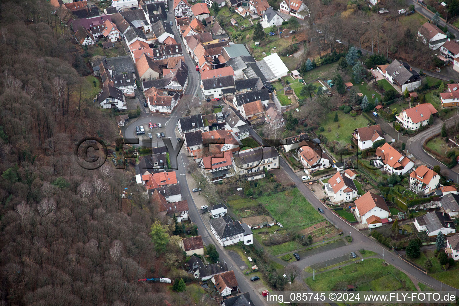 Dörrenbach in the state Rhineland-Palatinate, Germany from the plane