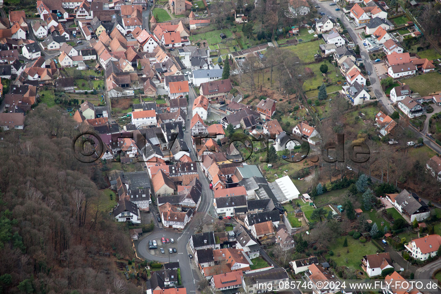 Bird's eye view of Dörrenbach in the state Rhineland-Palatinate, Germany