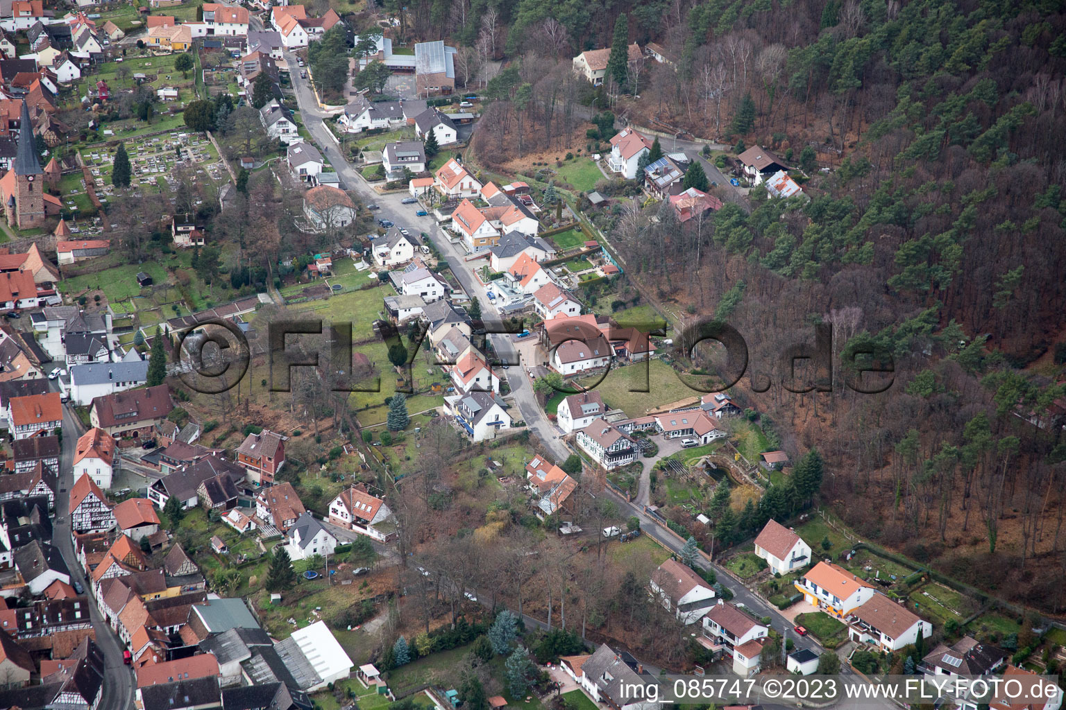 Dörrenbach in the state Rhineland-Palatinate, Germany viewn from the air