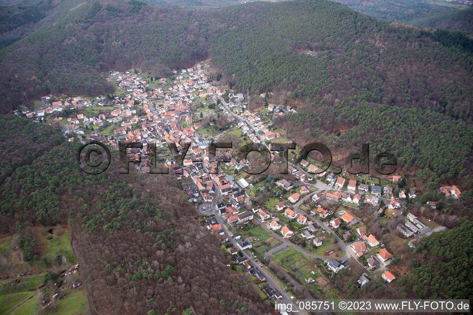 Dörrenbach in the state Rhineland-Palatinate, Germany from a drone