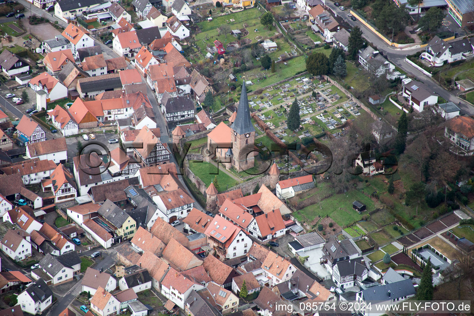 Dörrenbach in the state Rhineland-Palatinate, Germany seen from a drone