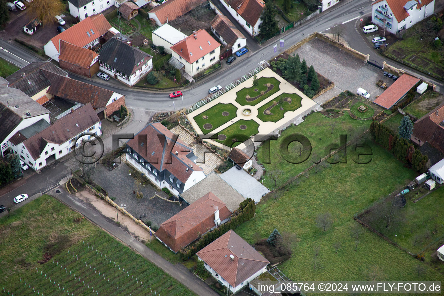 Drone image of Oberotterbach in the state Rhineland-Palatinate, Germany