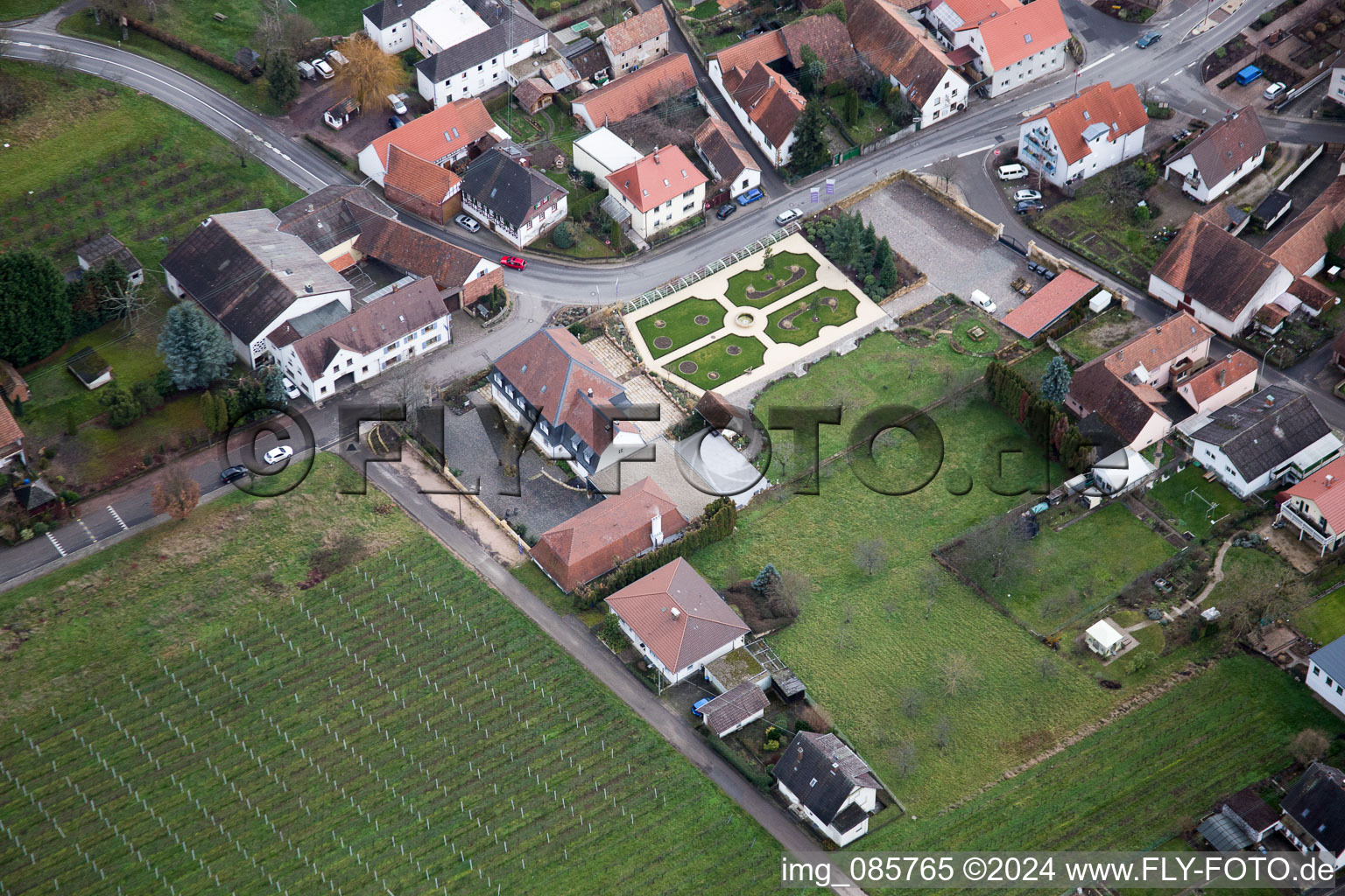 Oberotterbach in the state Rhineland-Palatinate, Germany from the drone perspective