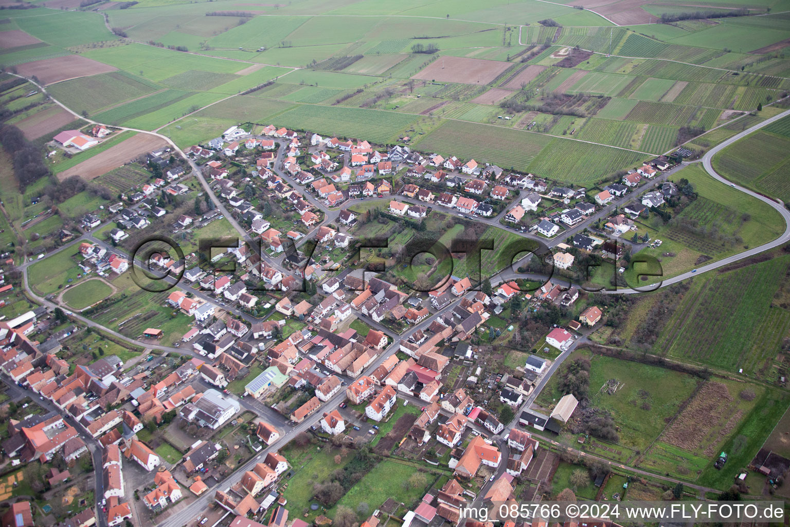 Oberotterbach in the state Rhineland-Palatinate, Germany from a drone