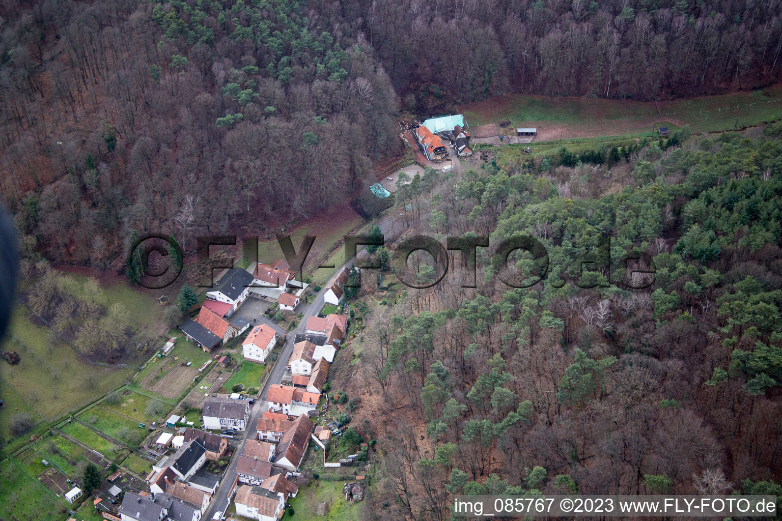 Oberotterbach in the state Rhineland-Palatinate, Germany seen from a drone