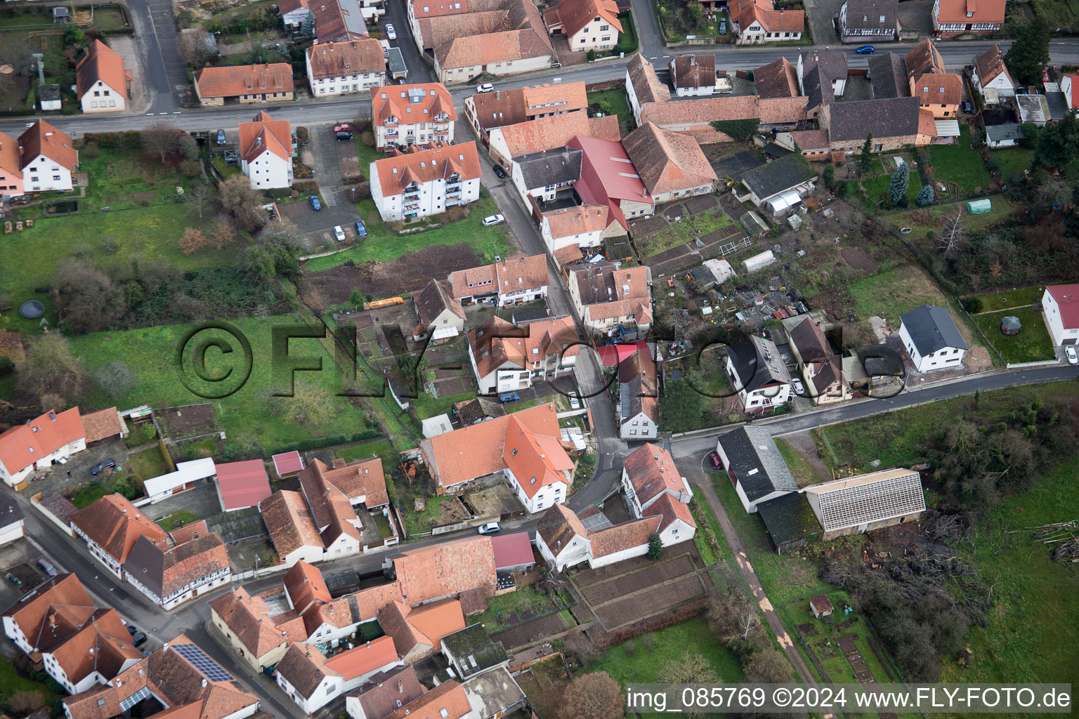 Aerial photograpy of Oberotterbach in the state Rhineland-Palatinate, Germany