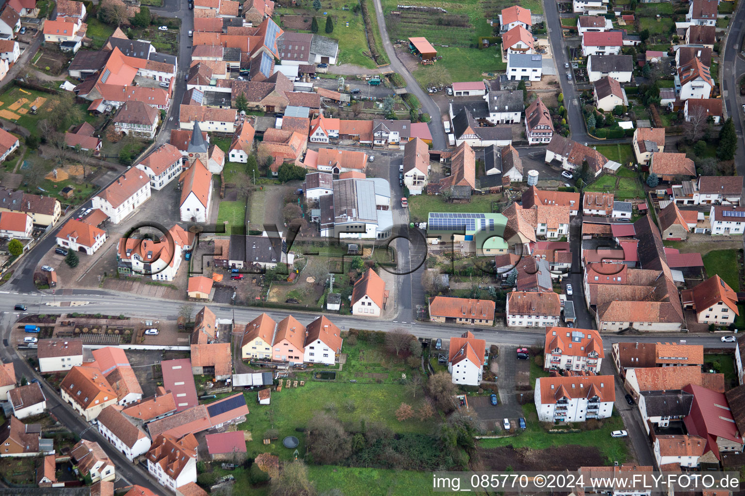 Oblique view of Oberotterbach in the state Rhineland-Palatinate, Germany