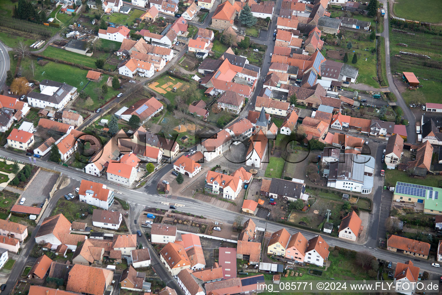 Oberotterbach in the state Rhineland-Palatinate, Germany from above