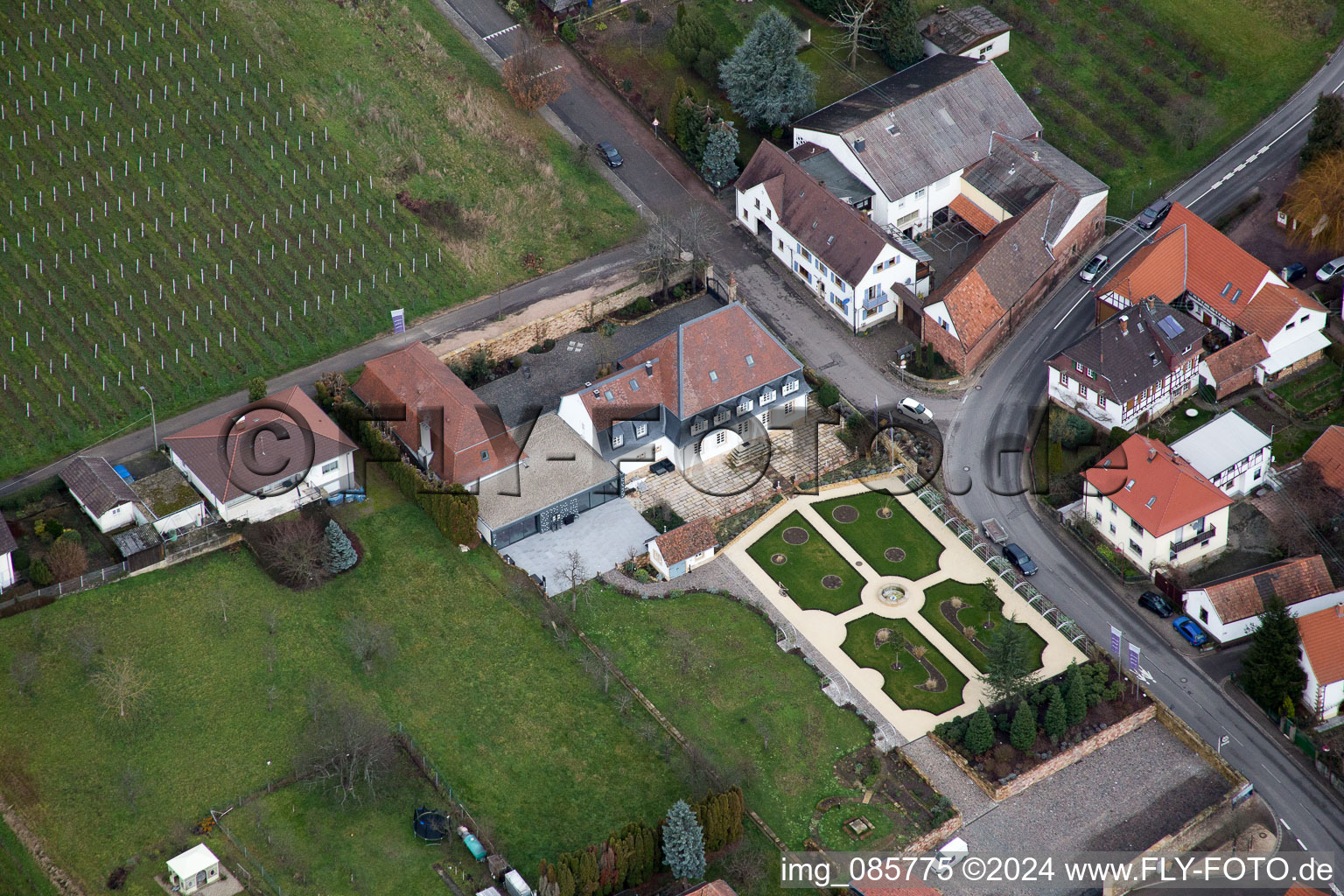 Bird's eye view of Oberotterbach in the state Rhineland-Palatinate, Germany