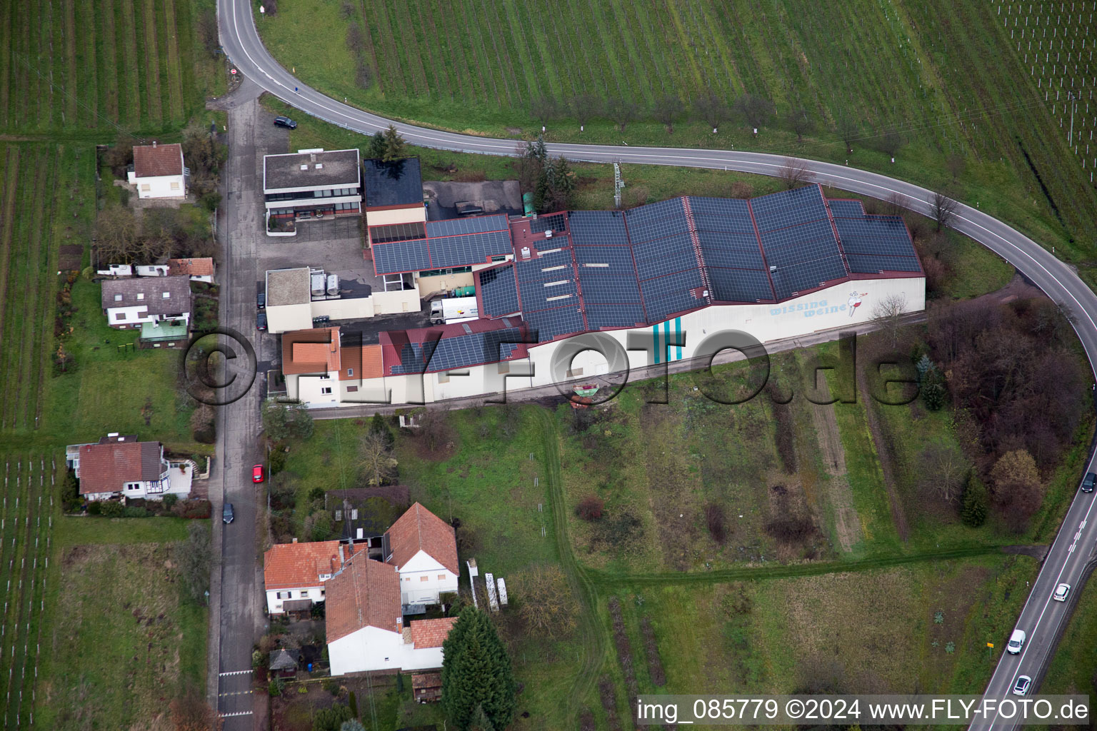 Drone recording of Oberotterbach in the state Rhineland-Palatinate, Germany