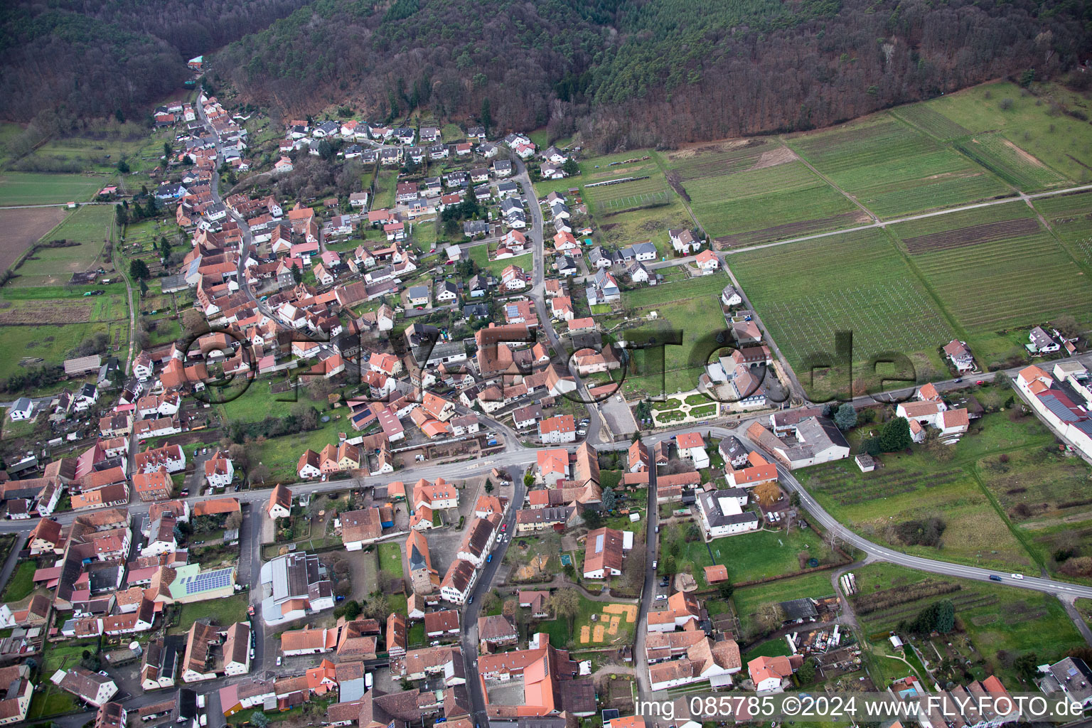 Oberotterbach in the state Rhineland-Palatinate, Germany seen from a drone