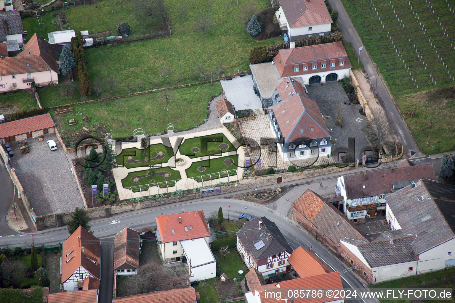 Aerial view of Oberotterbach in the state Rhineland-Palatinate, Germany