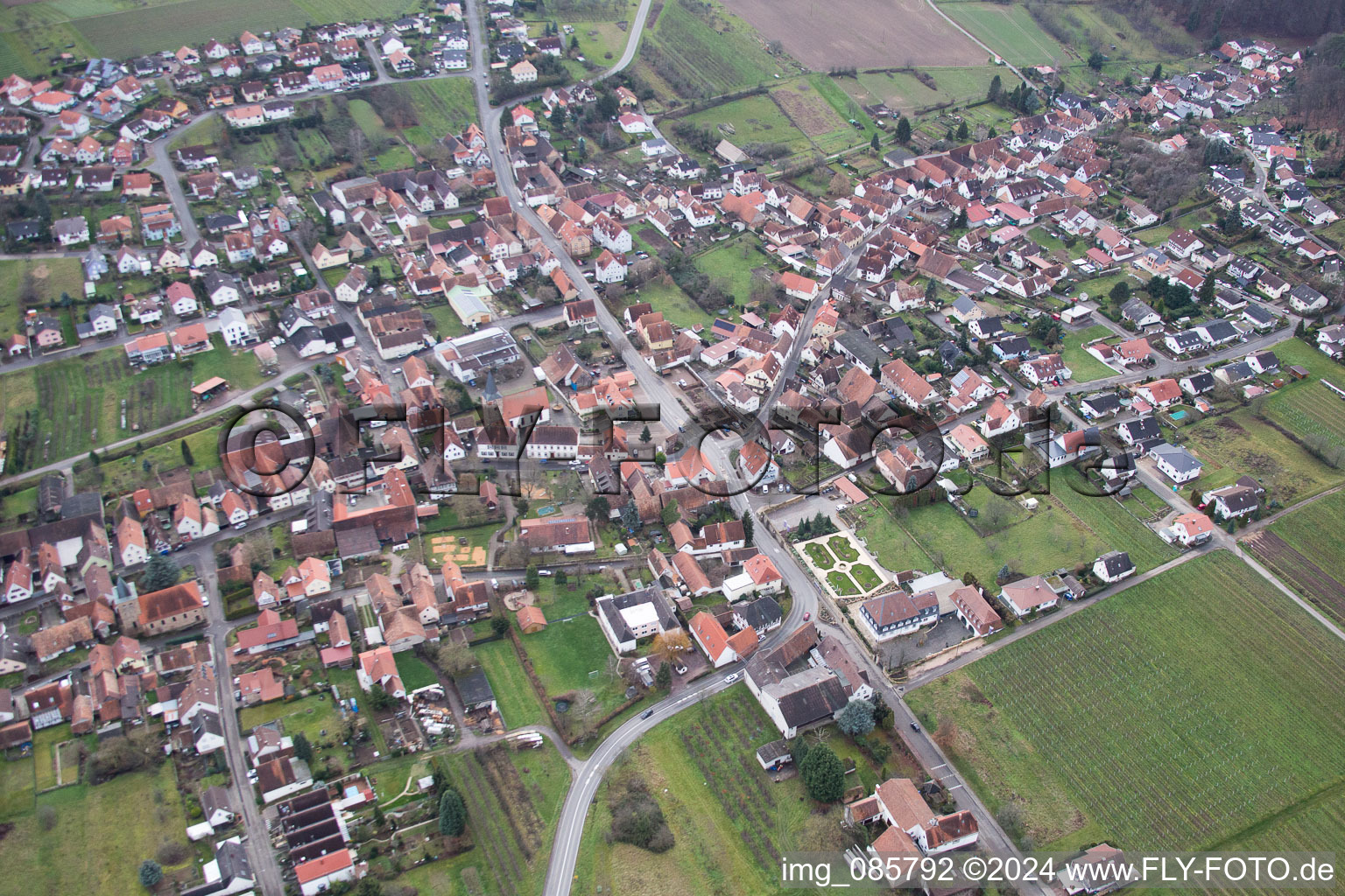 Oberotterbach in the state Rhineland-Palatinate, Germany from above