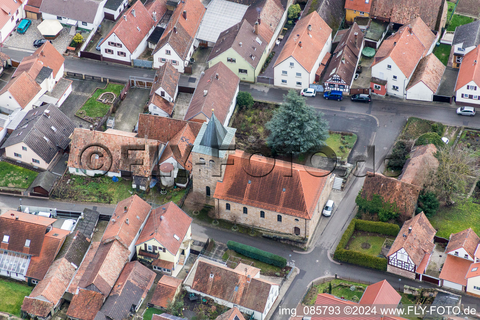 Church building in the village of in Oberotterbach in the state Rhineland-Palatinate, Germany