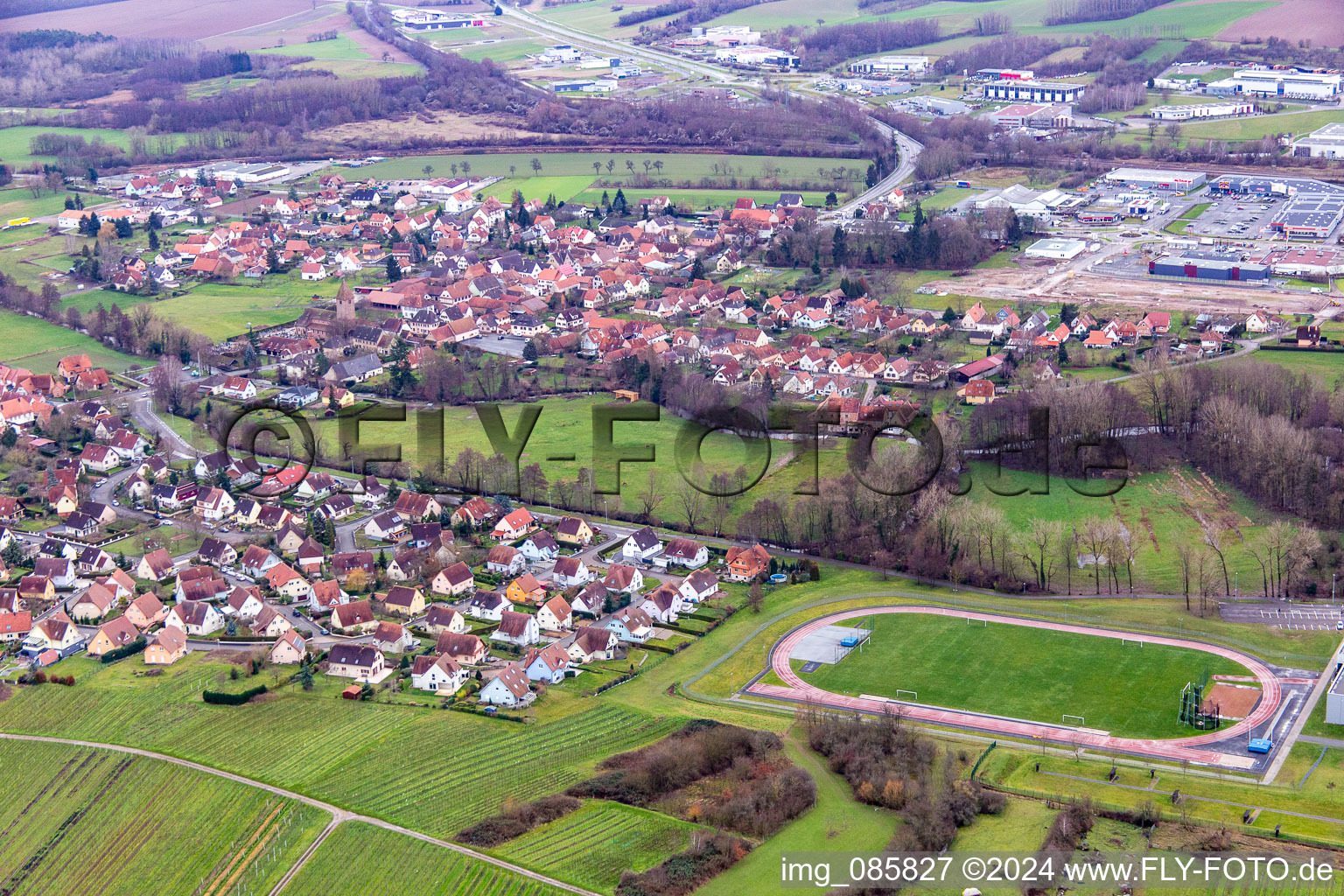 Oblique view of District Altenstadt in Wissembourg in the state Bas-Rhin, France