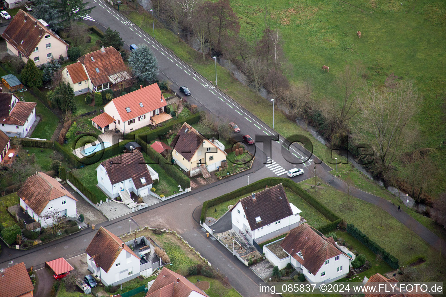 District Altenstadt in Wissembourg in the state Bas-Rhin, France from the plane