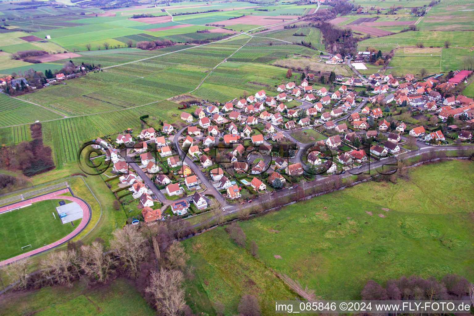 District Altenstadt in Wissembourg in the state Bas-Rhin, France viewn from the air