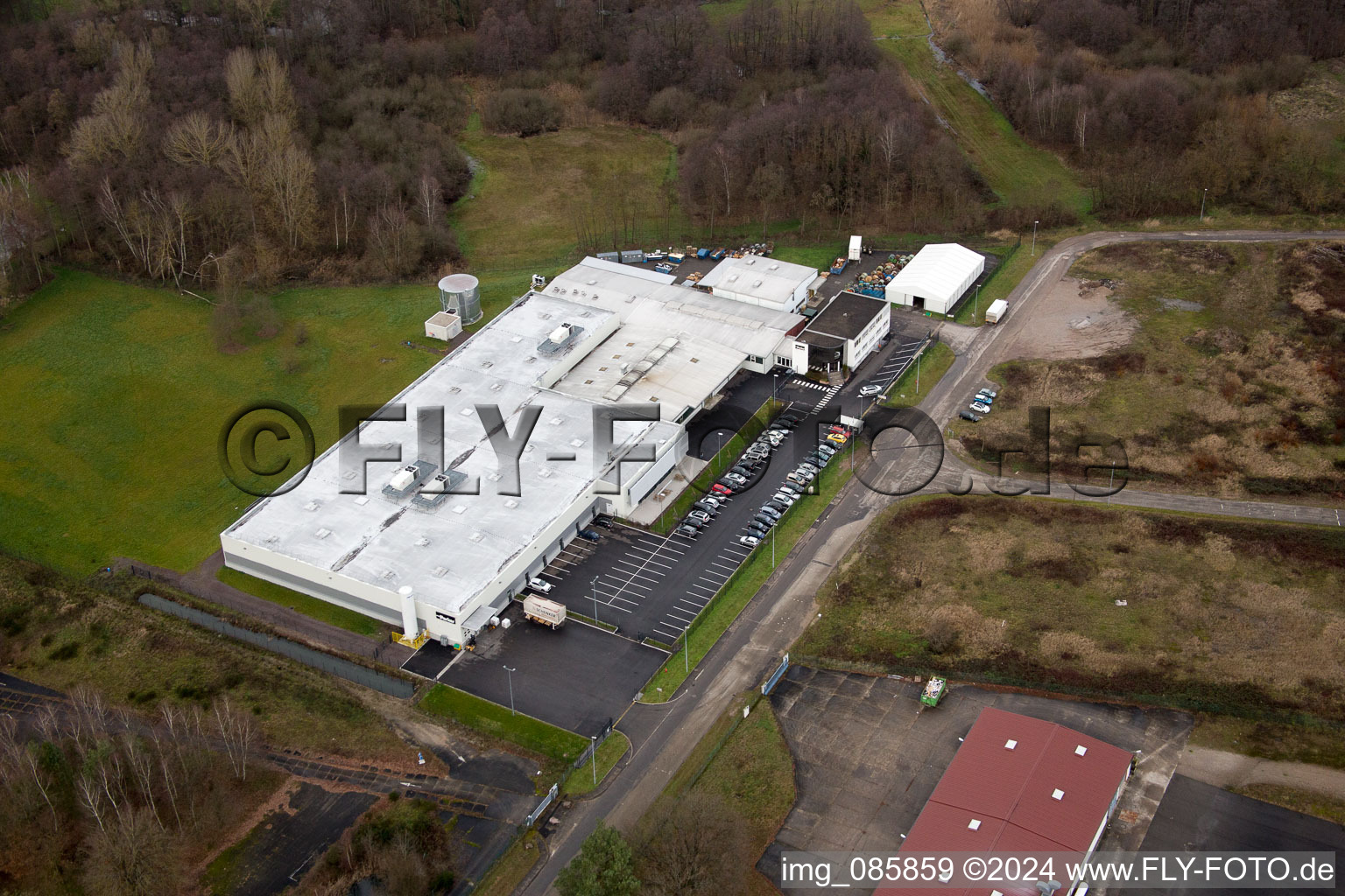 Aerial view of Parker Hannifin Manufacturing in the district Altenstadt in Wissembourg in the state Bas-Rhin, France