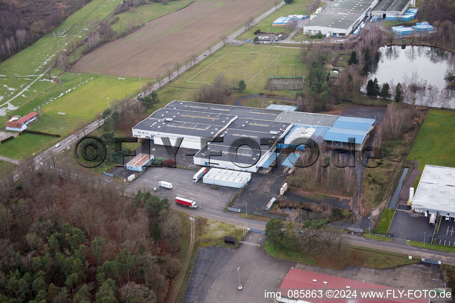 Oblique view of Industrial area O in Altenstadt in the state Bas-Rhin, France