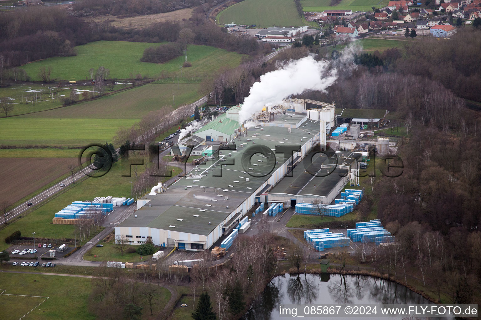 Sitek Insulation in the district Altenstadt in Wissembourg in the state Bas-Rhin, France from above