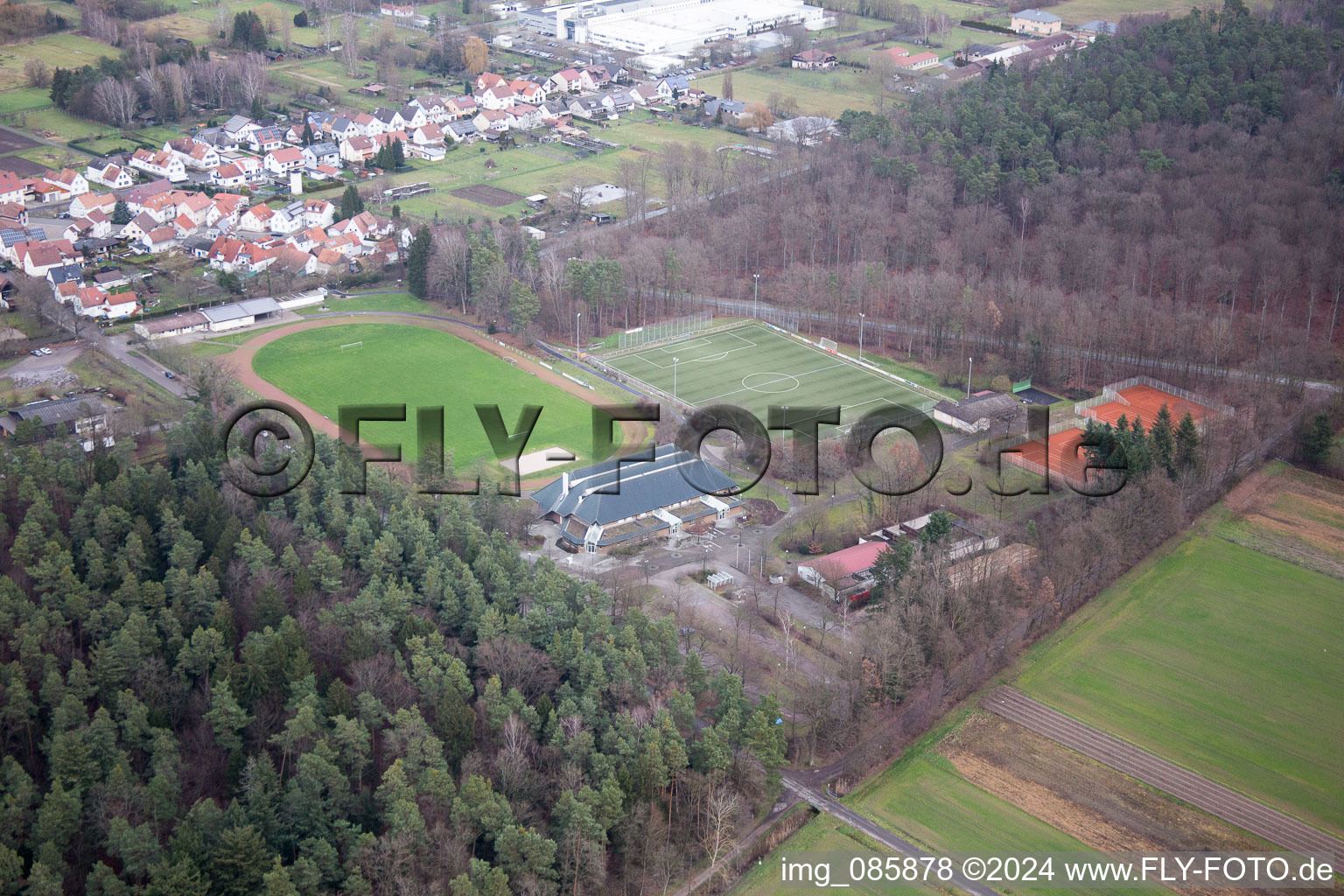 Oblique view of District Schaidt in Wörth am Rhein in the state Rhineland-Palatinate, Germany