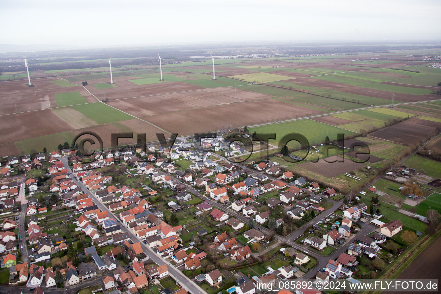 Minfeld in the state Rhineland-Palatinate, Germany from above