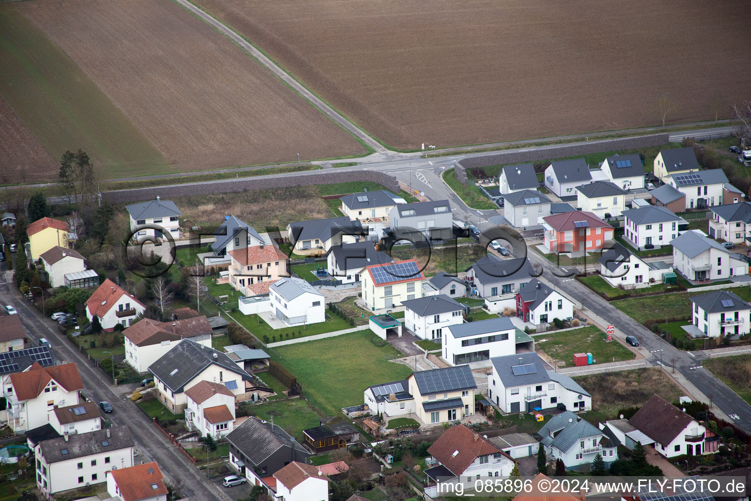 Minfeld in the state Rhineland-Palatinate, Germany seen from above