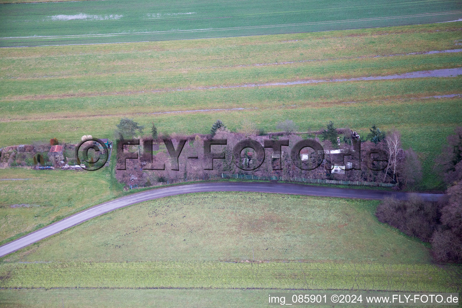 Bird's eye view of Minfeld in the state Rhineland-Palatinate, Germany