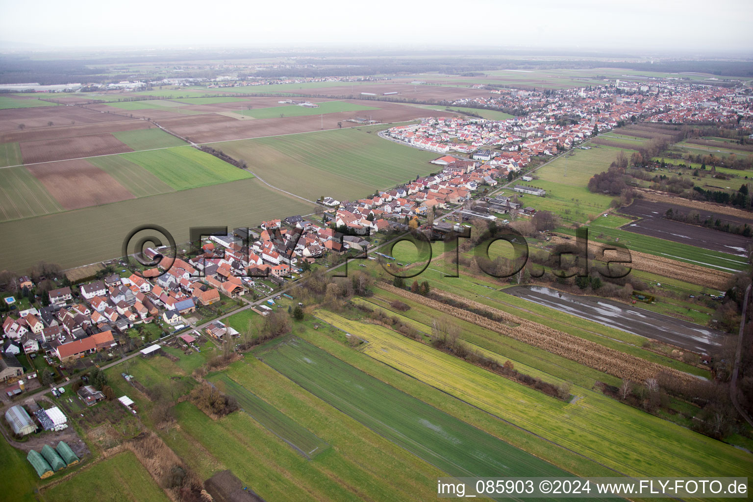 Saarstr in Kandel in the state Rhineland-Palatinate, Germany from the drone perspective