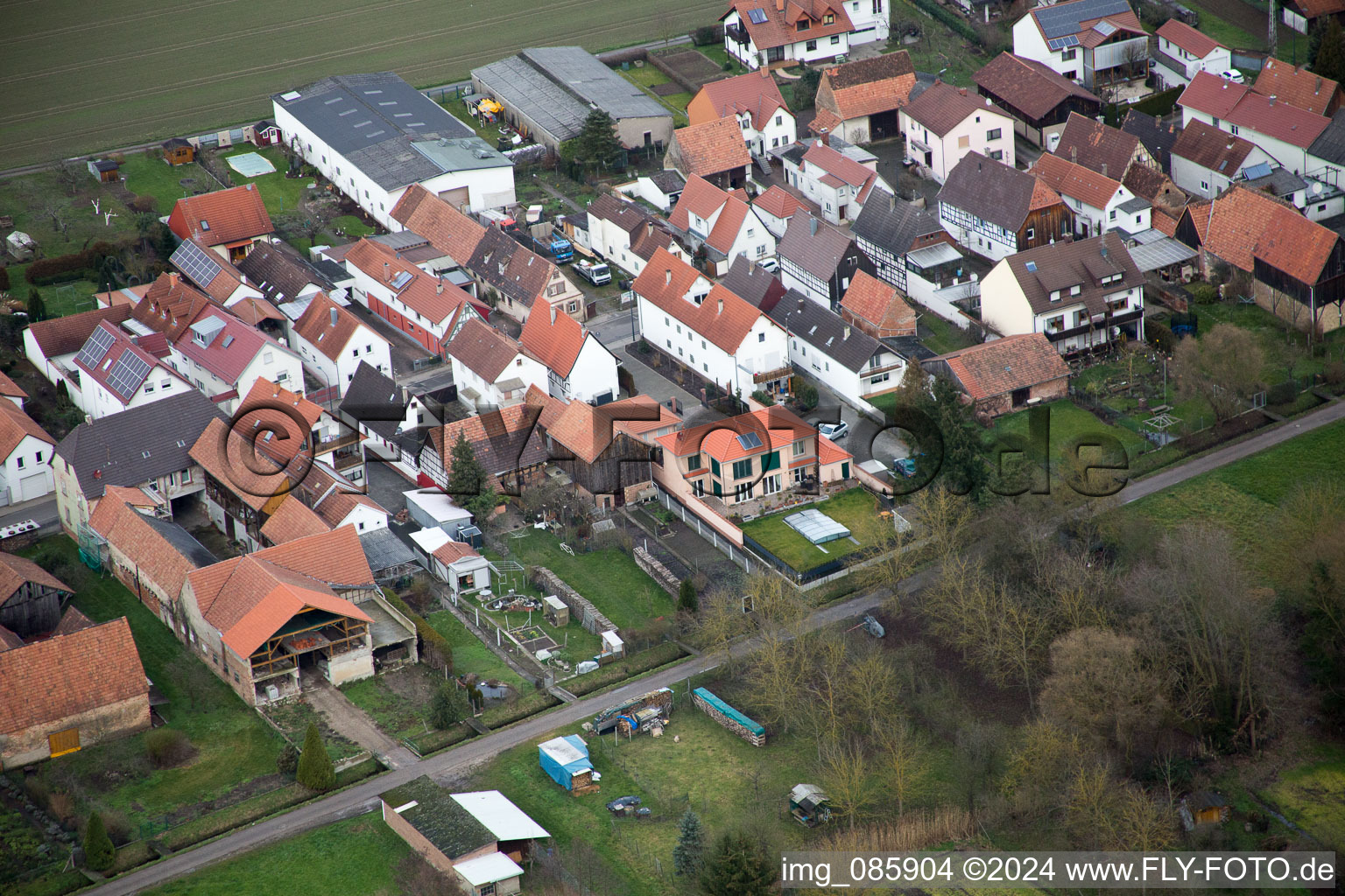 Minfeld in the state Rhineland-Palatinate, Germany viewn from the air