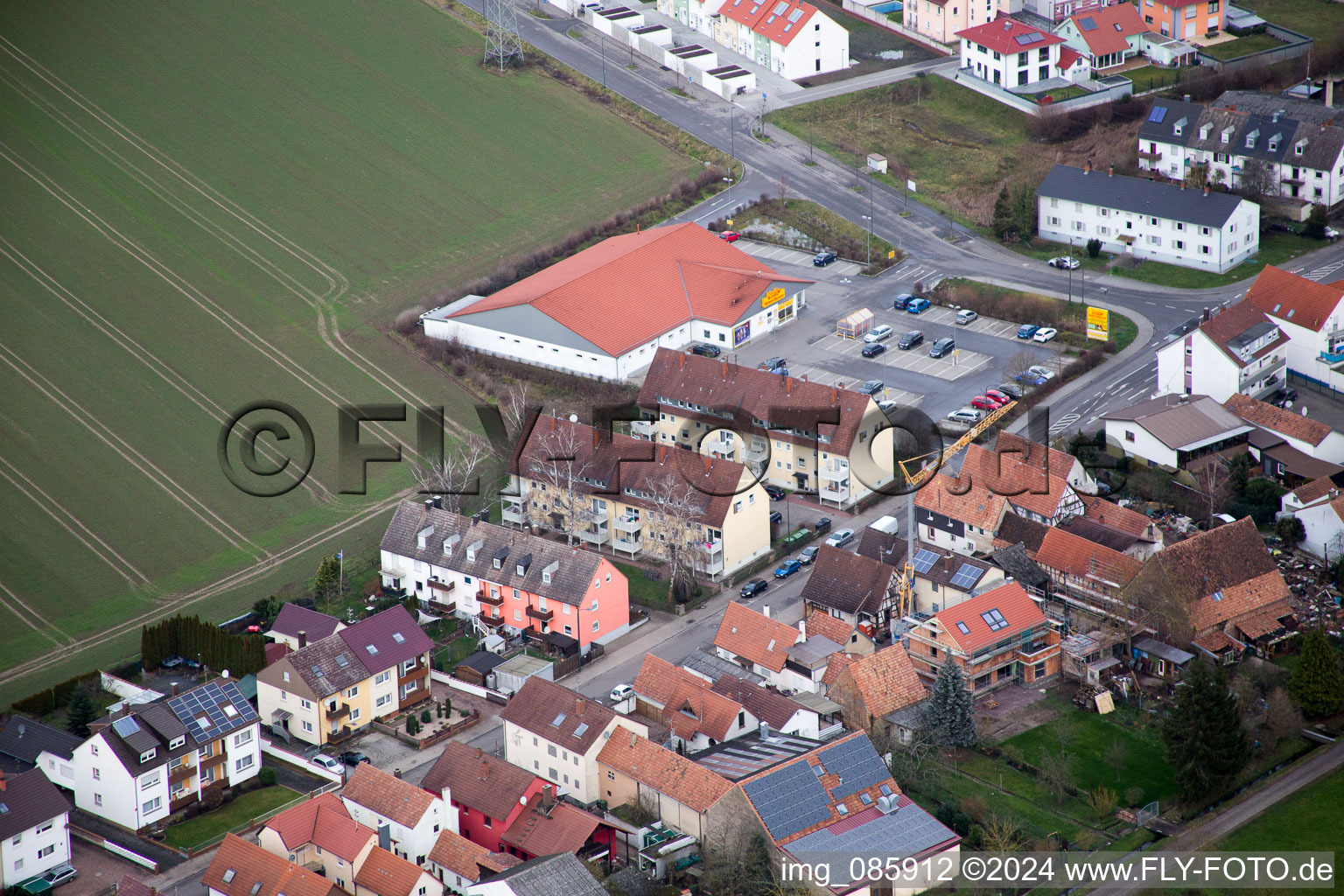 Kandel in the state Rhineland-Palatinate, Germany from the drone perspective