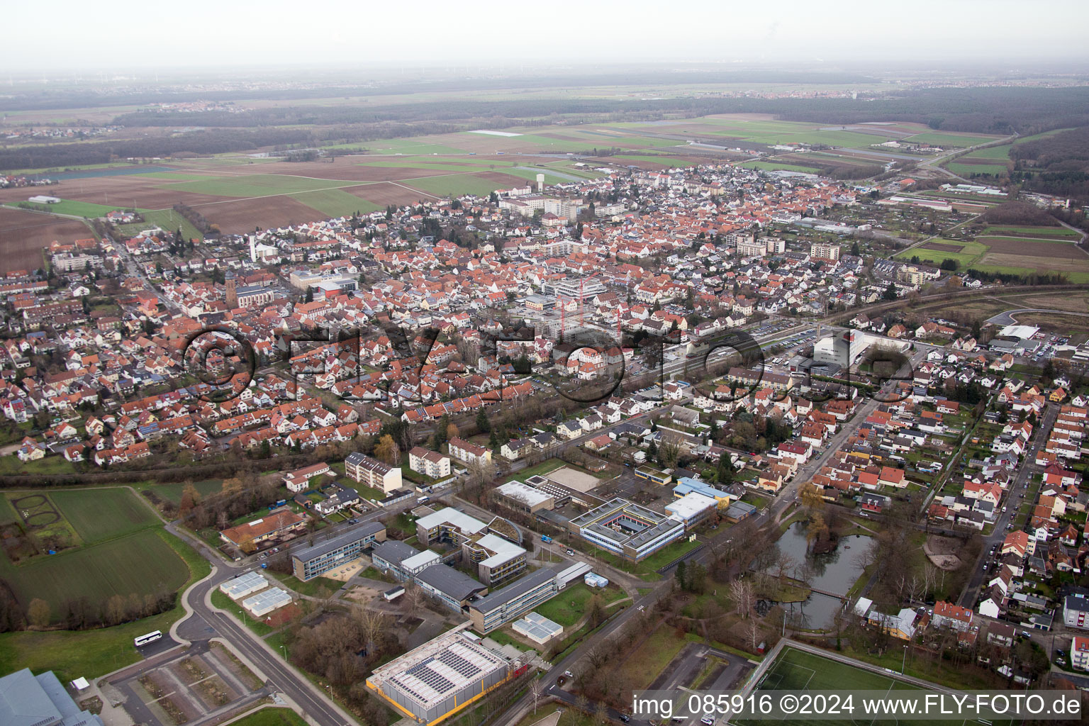 Aerial photograpy of Kandel in the state Rhineland-Palatinate, Germany