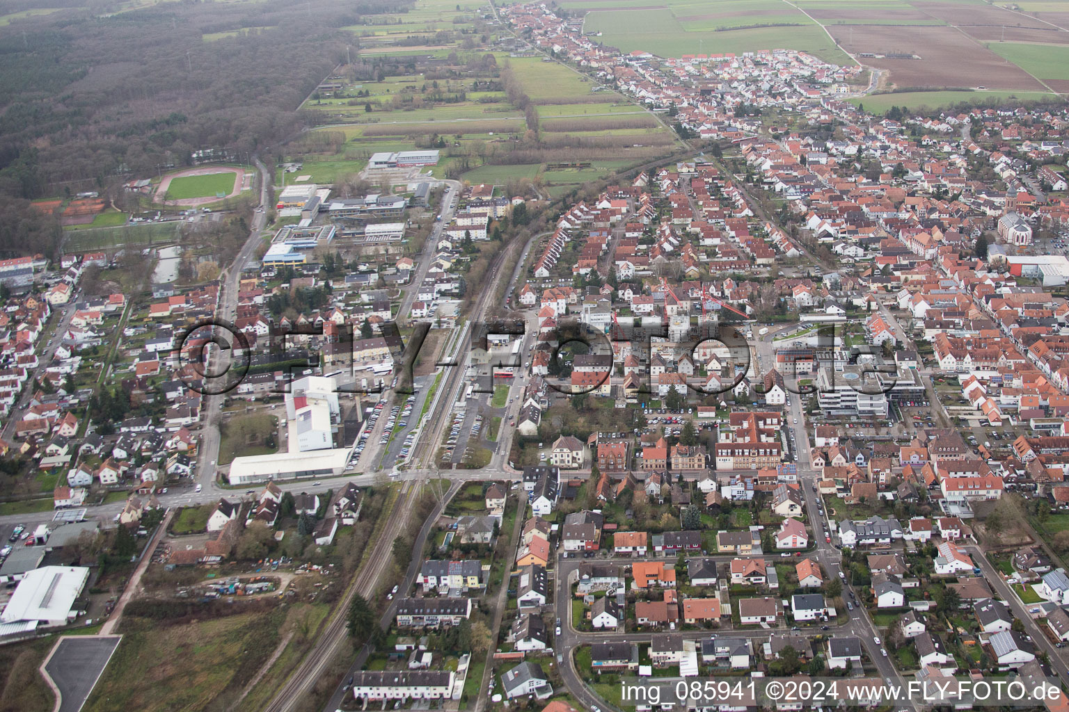 Bird's eye view of Kandel in the state Rhineland-Palatinate, Germany