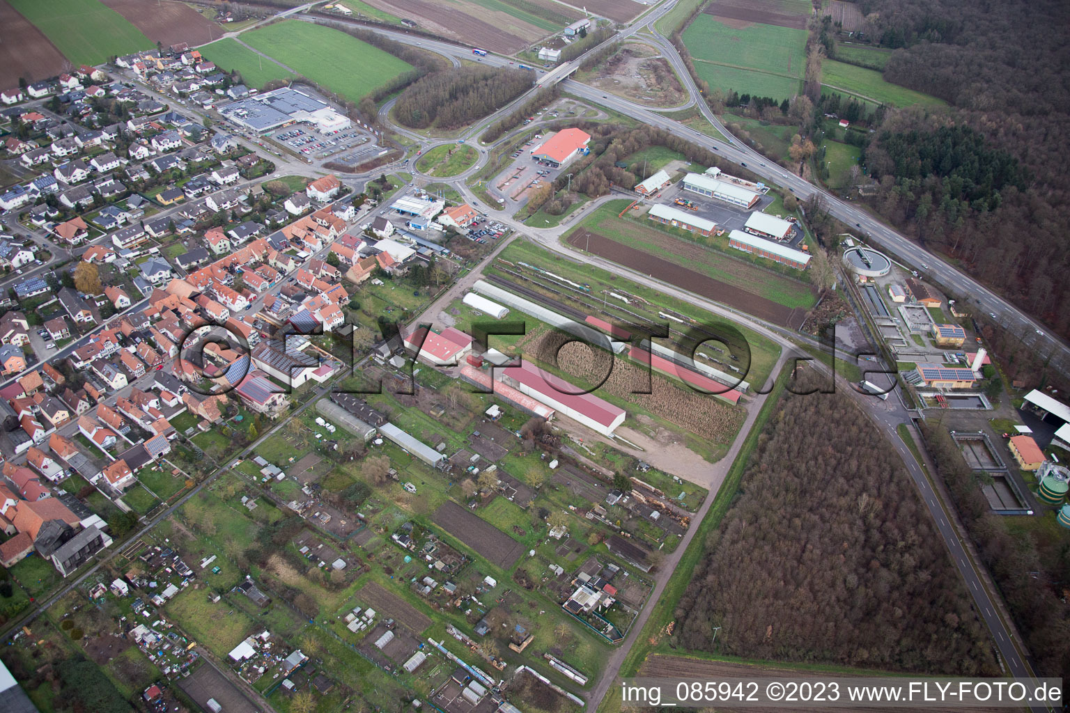 Kandel in the state Rhineland-Palatinate, Germany viewn from the air