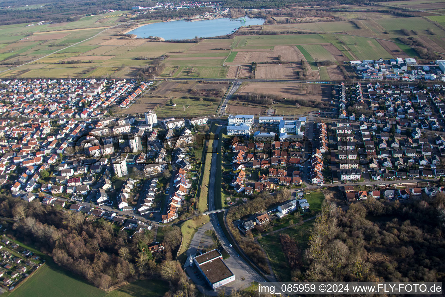 Bypass road in the district Mörsch in Rheinstetten in the state Baden-Wuerttemberg, Germany