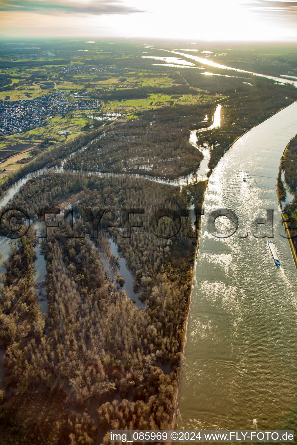 Aerial photograpy of Auer Köpfle Illinger Altrheinauen in Au am Rhein in the state Baden-Wuerttemberg, Germany