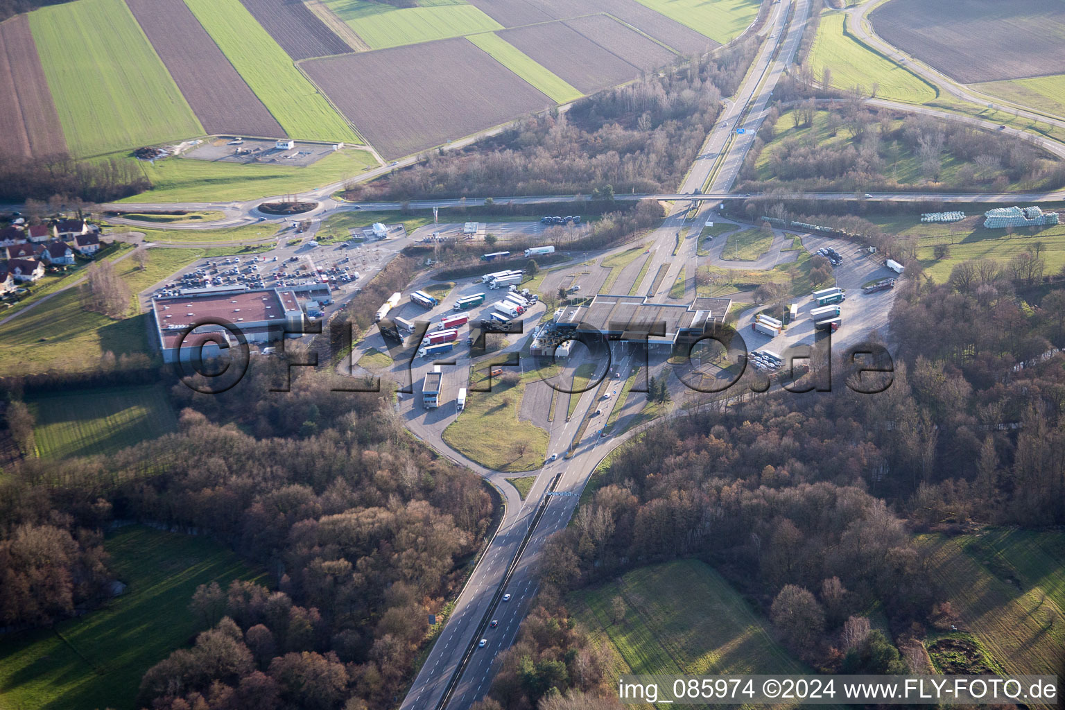 Lauterbourg in the state Bas-Rhin, France seen from above