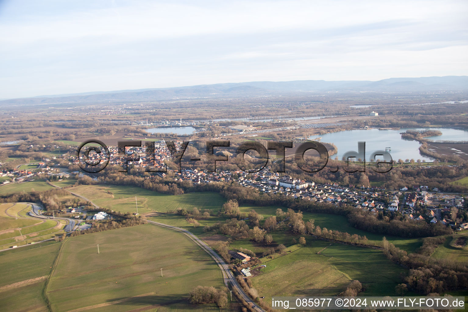 Bird's eye view of Lauterbourg in the state Bas-Rhin, France