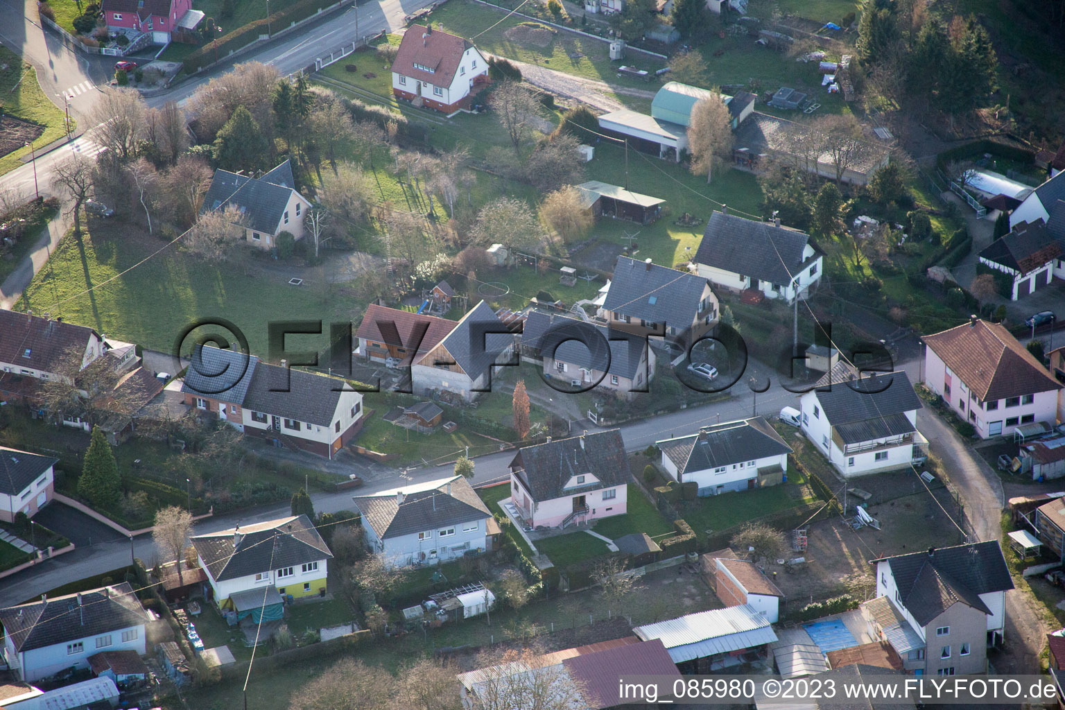 Aerial photograpy of Scheibenhard in the state Bas-Rhin, France