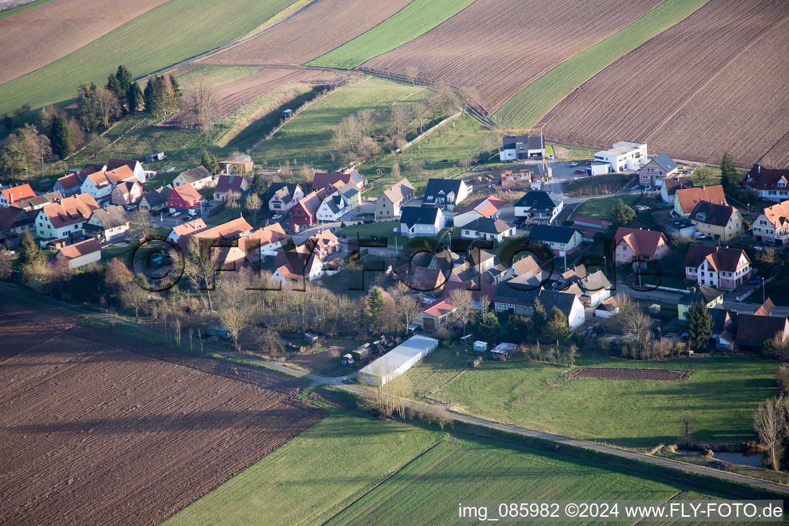 Niederlauterbach in the state Bas-Rhin, France from above