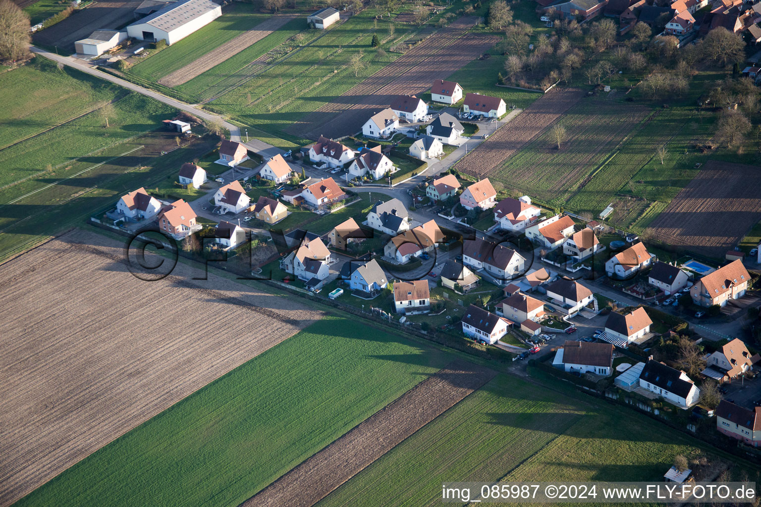 Niederlauterbach in the state Bas-Rhin, France from the plane