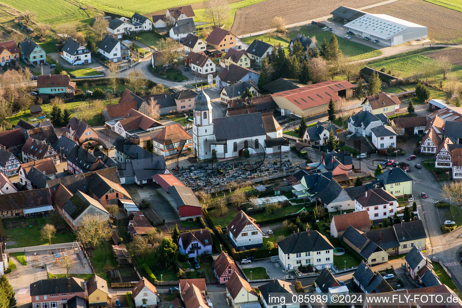 Church building in the village of in Niederlauterbach in Grand Est, France