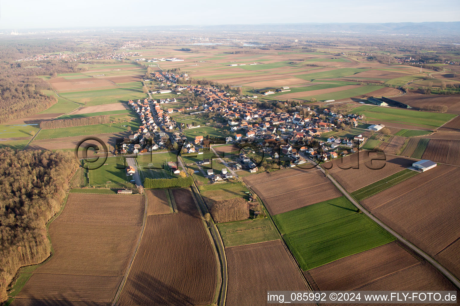 Aerial view of Salmbach in the state Bas-Rhin, France